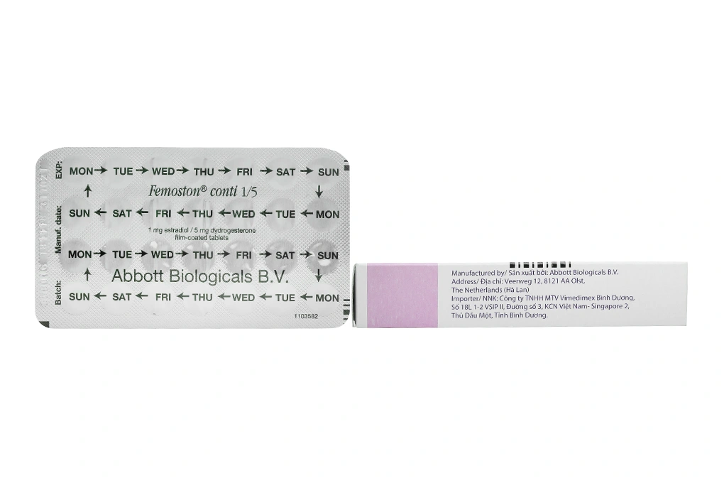 Femoston Conti 1mg/5mg trị thiếu estrogen do mãn kinh (1 vỉ x 28 viên) - 2