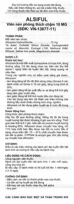 Alsiful S.R Tablets 10mg trị phì đại tuyến tiền liệt (3 vỉ x 10 viên) - 4