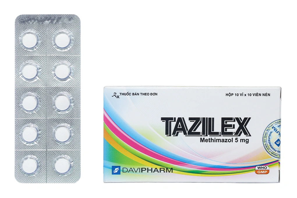 Tazilex 5mg trị triệu chứng nhiễm độc giáp (10 vỉ x 10 viên) - 