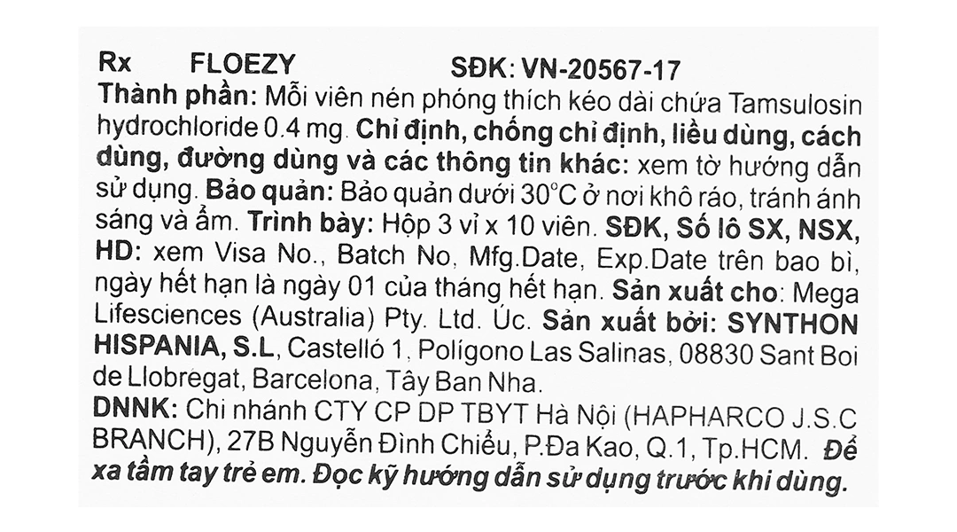 Floezy 0.4mg trị phì đại tuyến tiền liệt (3 vỉ x 10 viên) - 10