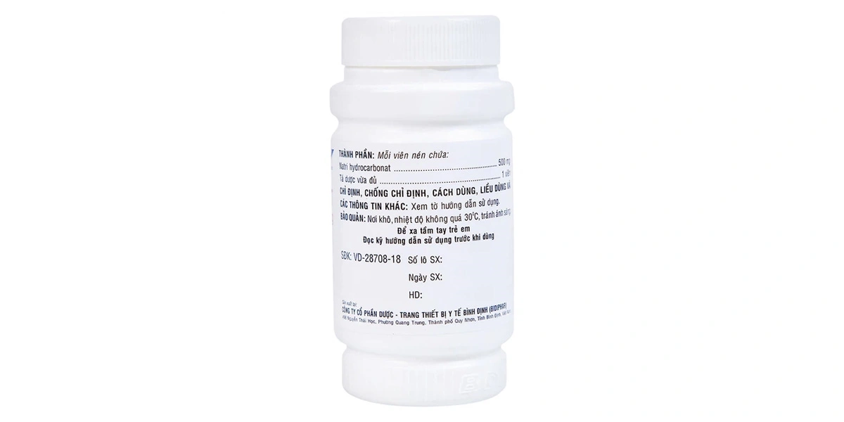 Natri Bicarbonat 500mg hỗ trợ điều trị nhiễm toan chuyển hóa lọ 160 viên - 1