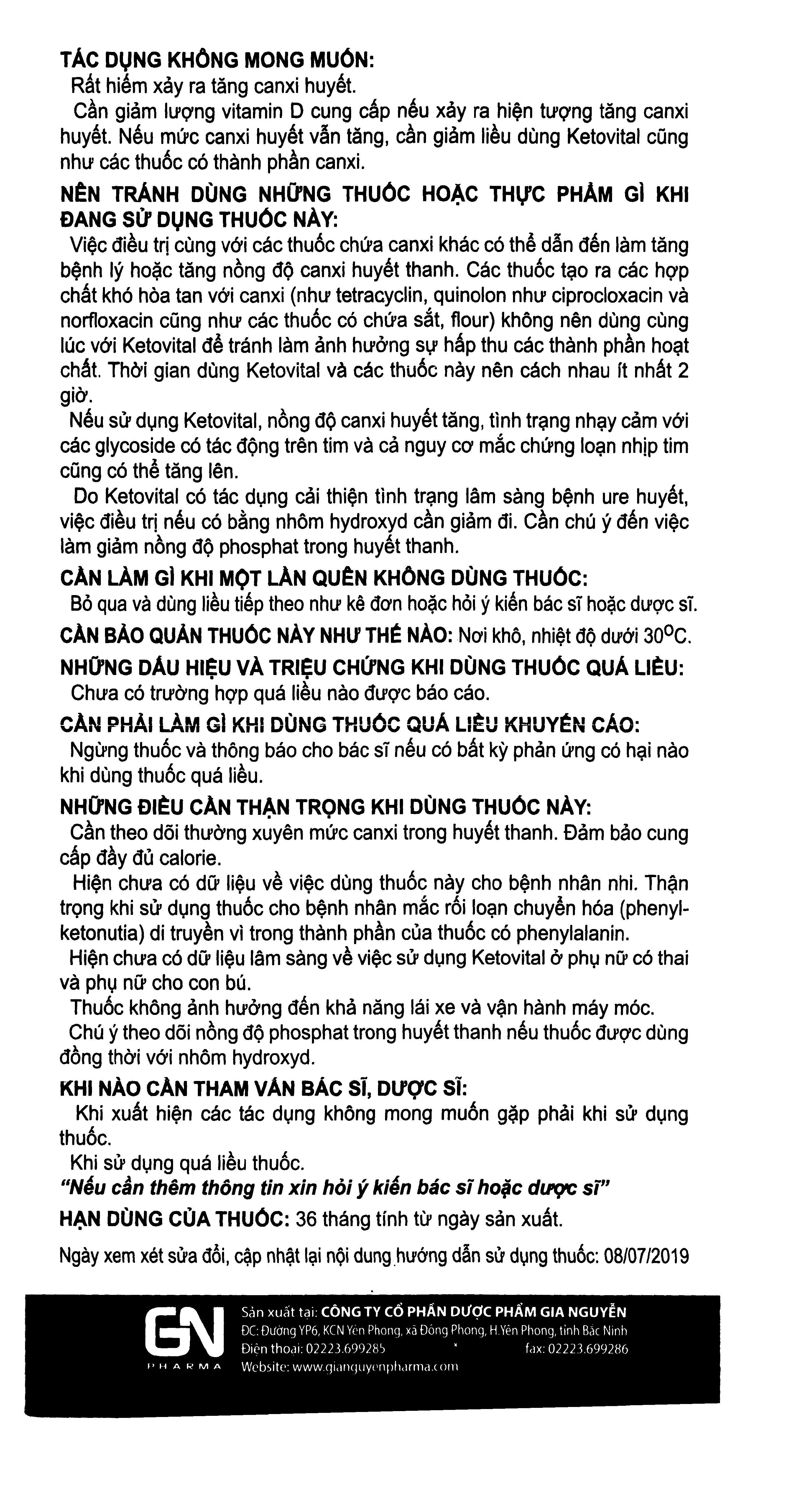 Ketovital phòng và trị rối loạn cơ chế chuyển hoá protein (10 vỉ x 10 viên) - 6