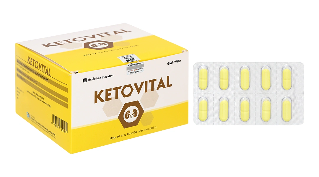 Ketovital phòng và trị rối loạn cơ chế chuyển hoá protein (10 vỉ x 10 viên) - 