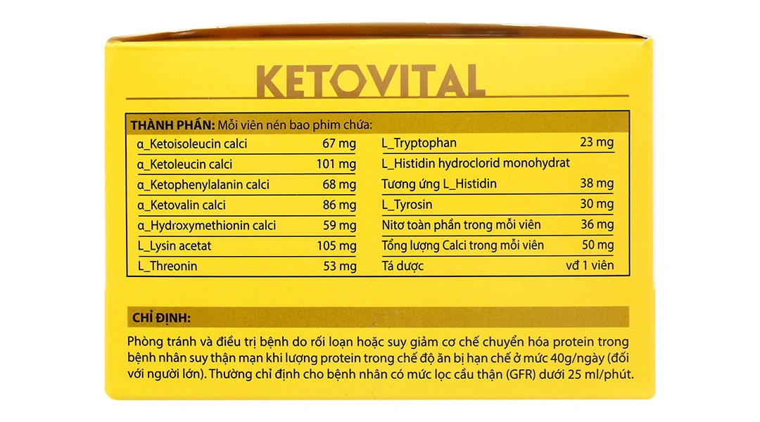 Ketovital phòng và trị rối loạn cơ chế chuyển hoá protein (10 vỉ x 10 viên) - 1