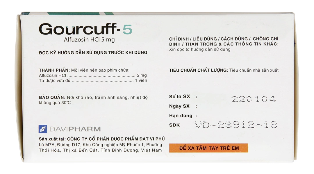 Gourcuff-5 trị triệu chứng phì đại u tuyến tiền liệt lành tính (10 vỉ x 10 viên) - 2