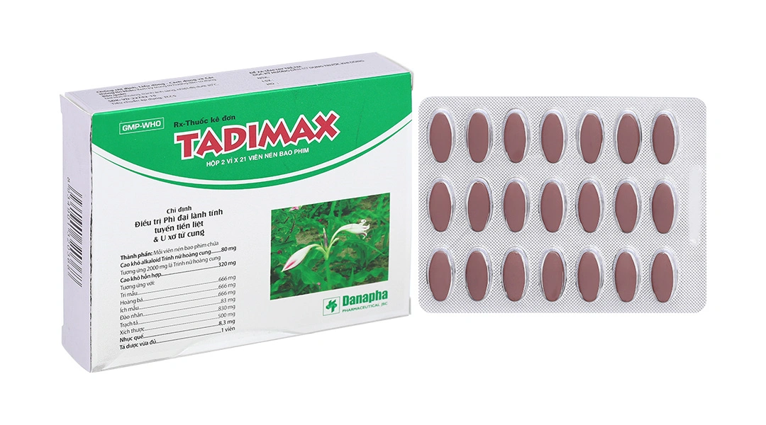 Tadimax điều trị phì đại tuyến tiền liệt, u xơ tử cung (2 vỉ x 21 viên) - 