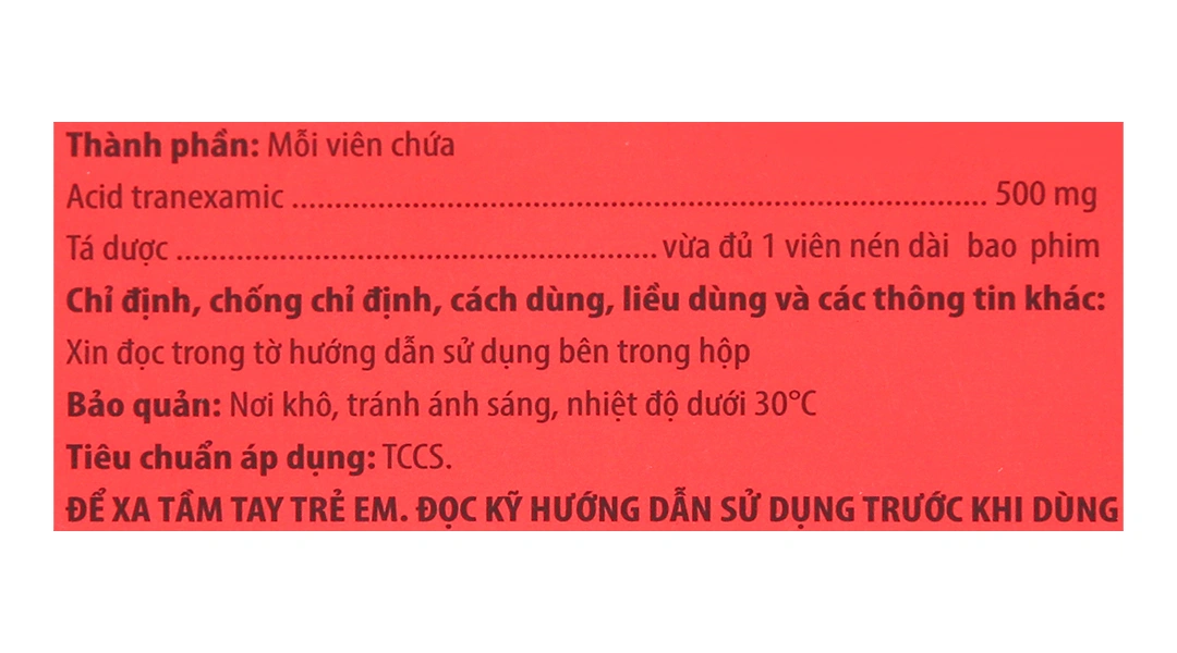 Medisamin 500mg trị và phòng ngừa chảy máu (10 vỉ x 10 viên) - 4