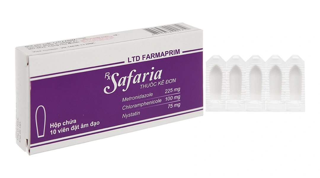 Viên đặt âm đạo Safaria trị nhiễm khuẩn, nhiễm nấm âm đạo (2 vỉ x 5 viên) - 