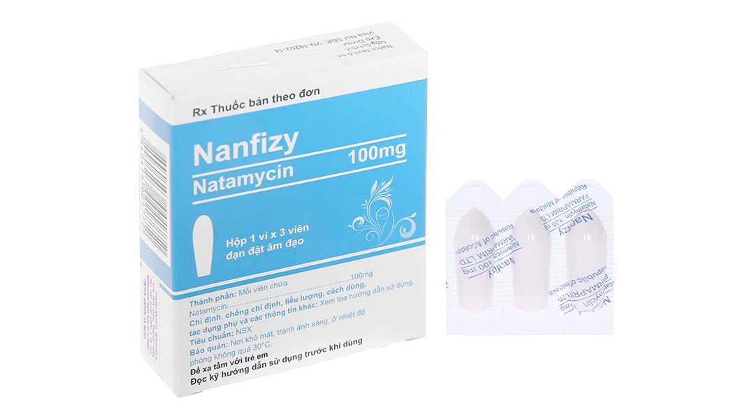 Viên đặt âm đạo Nanfizy 100mg trị và dự phòng nhiễm nấm âm hộ, âm đạo (1 vỉ x 3 viên) - 