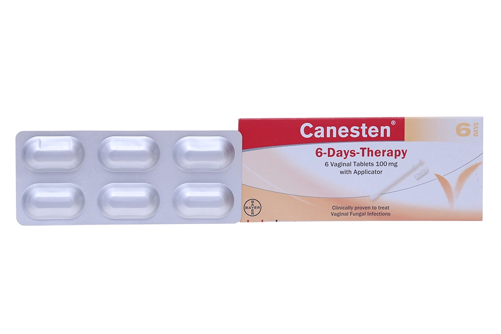 Viên đặt âm đạo Canesten 6-Days-Therapy 100mg trị viêm âm đạo (1 vỉ x 6 viên) - 