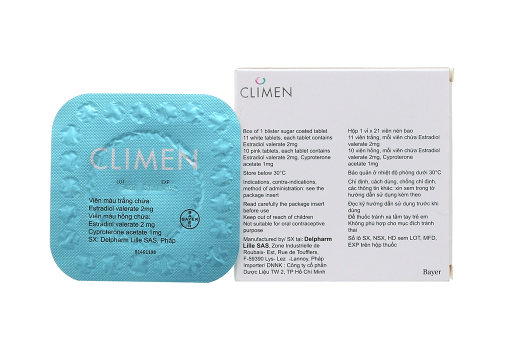 Climen trị rối loạn kinh nguyệt, ngừa loãng xương (1 vỉ x 21 viên) - 1