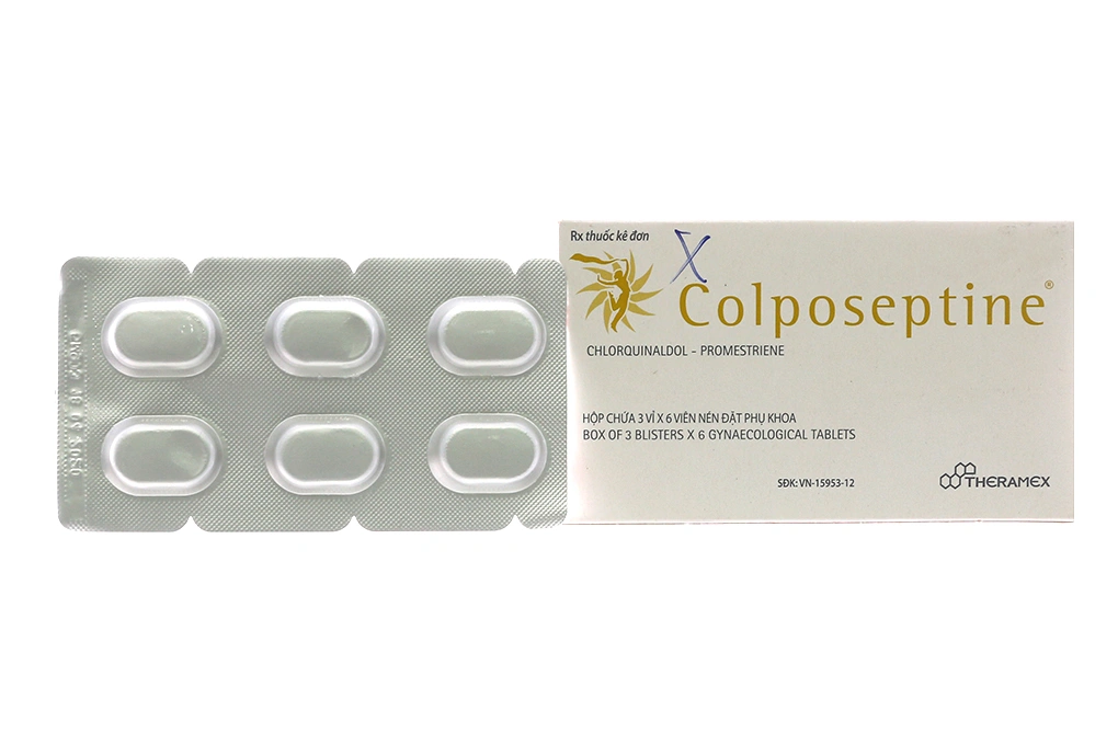 Viên đặt âm đạo Colposeptine trị huyết trắng (3 vỉ x 6 viên) - 