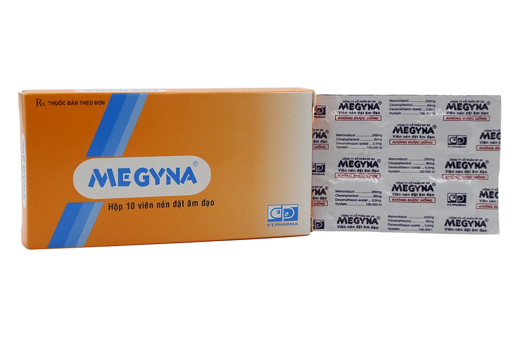 Viên đặt âm đạo Megyna trị viêm âm đạo (1 vỉ x 10 viên) - 