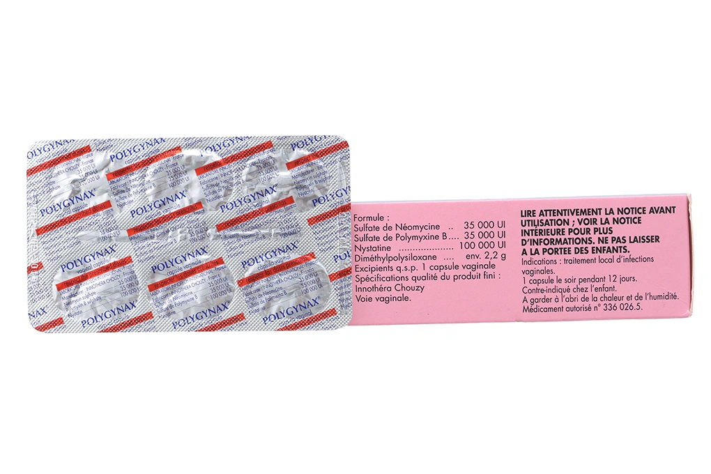 Viên đặt âm đạo Polygynax trị viêm âm đạo, âm hộ (2 vỉ x 6 viên) - 1