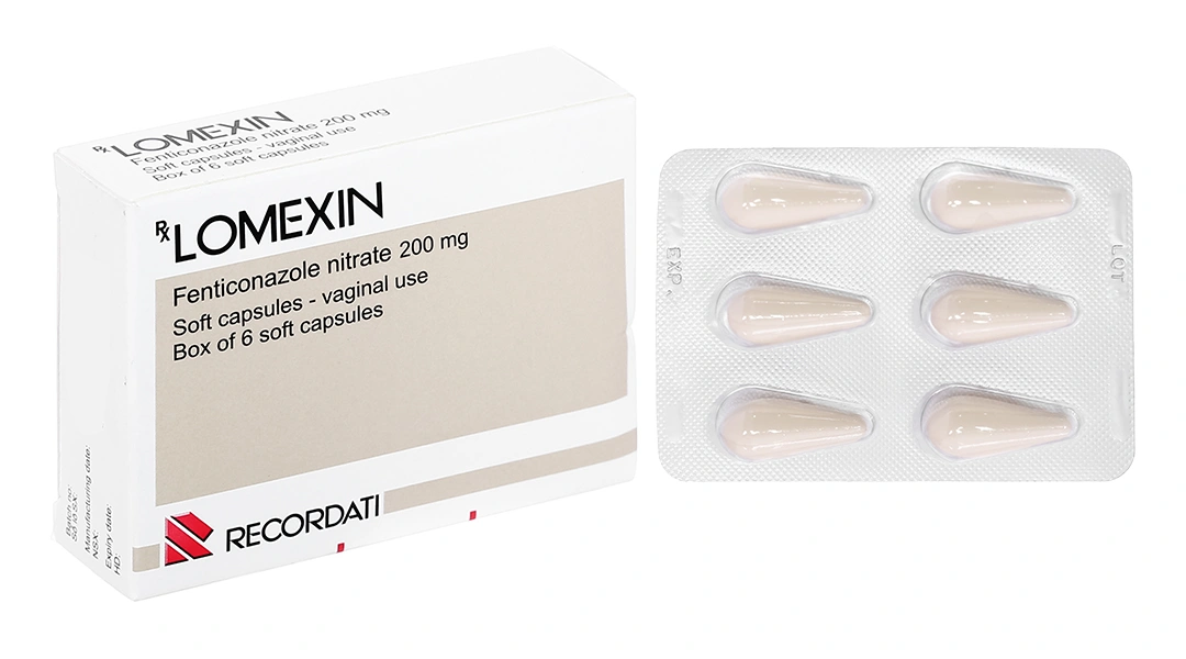 Viên đặt âm đạo Lomexin 200mg trị nhiễm nấm Candida âm hộ - âm đạo (1 vỉ x 6 viên) - 