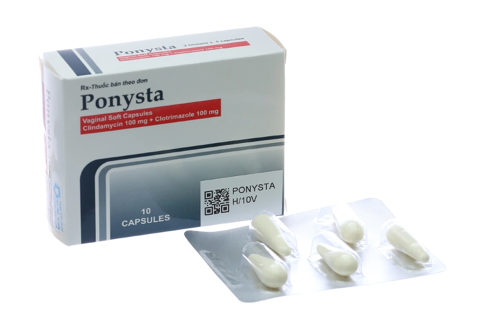 Viên đặt âm đạo Ponysta trị viêm âm đạo (2 vỉ x 5 viên) - 