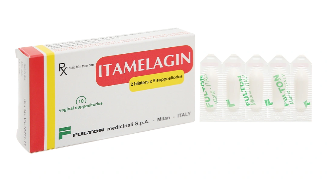 Viên đặt âm đạo Itamelagin trị nhiễm khuẩn, nấm âm đạo (2 vỉ x 5 viên) - 