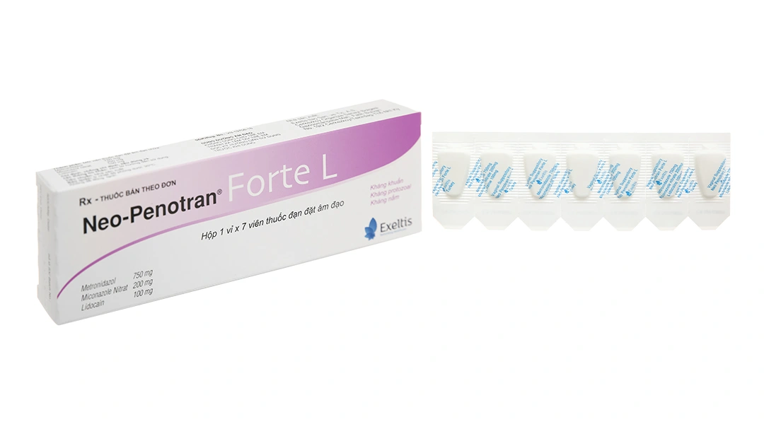Viên đặt âm đạo Neo-Penotran Forte L trị viêm âm đạo (1 vỉ x 7 viên) - 