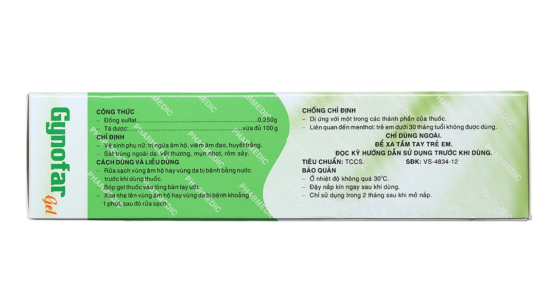 Gel vệ sinh phụ nữ Gynofar trị viêm âm đạo, huyết trắng, sát trùng ngoài da chai 100g - 3