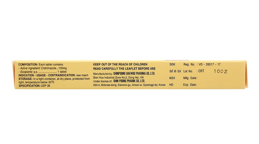 Viên đặt âm đạo Shinpoong Cristan 100mg trị nhiễm nấm âm đạo (1 vỉ x 6 viên) - 2