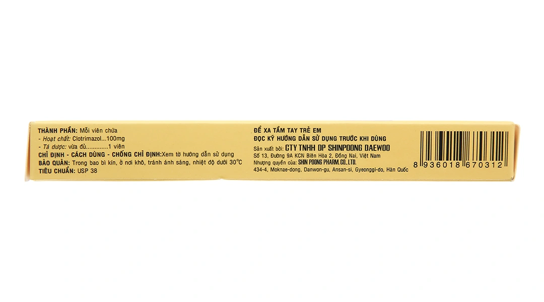 Viên đặt âm đạo Shinpoong Cristan 100mg trị nhiễm nấm âm đạo (1 vỉ x 6 viên) - 3