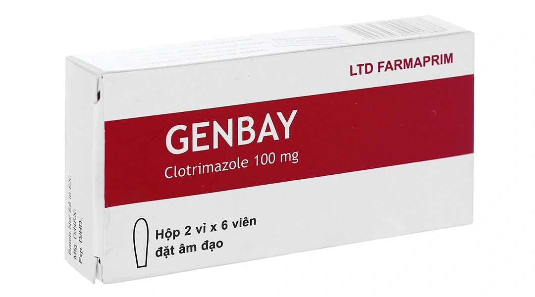 Viên đặt âm đạo Genbay 100mg trị nhiễm khuẩn, nấm âm đạo (2 vỉ x 6 viên) - 1