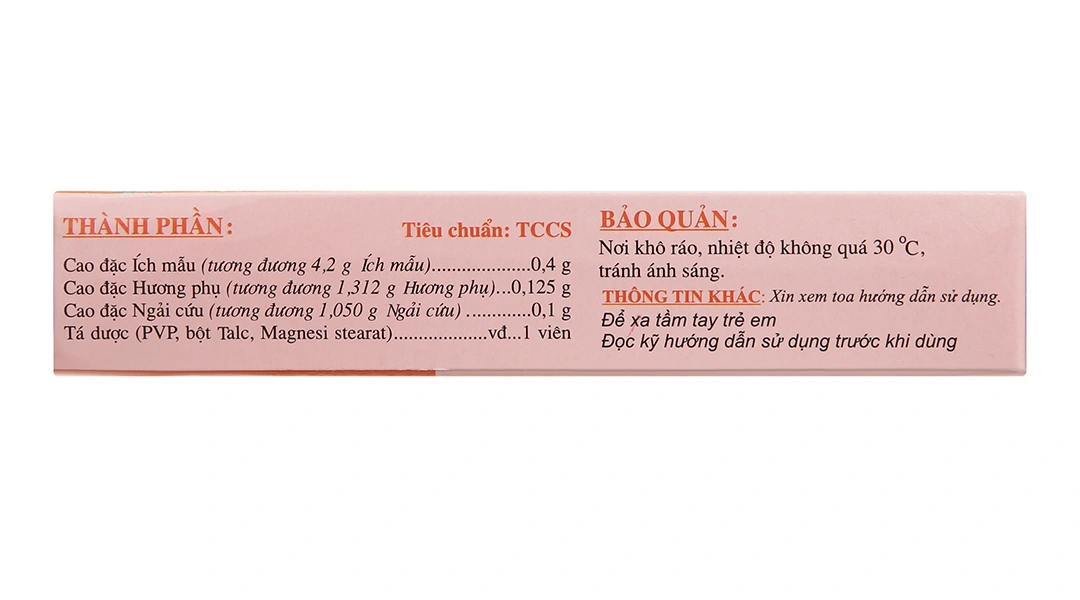 Ích Mẫu Traphaco trị kinh nguyệt không đều, đau bụng kinh (2 vỉ x 10 viên) - 1