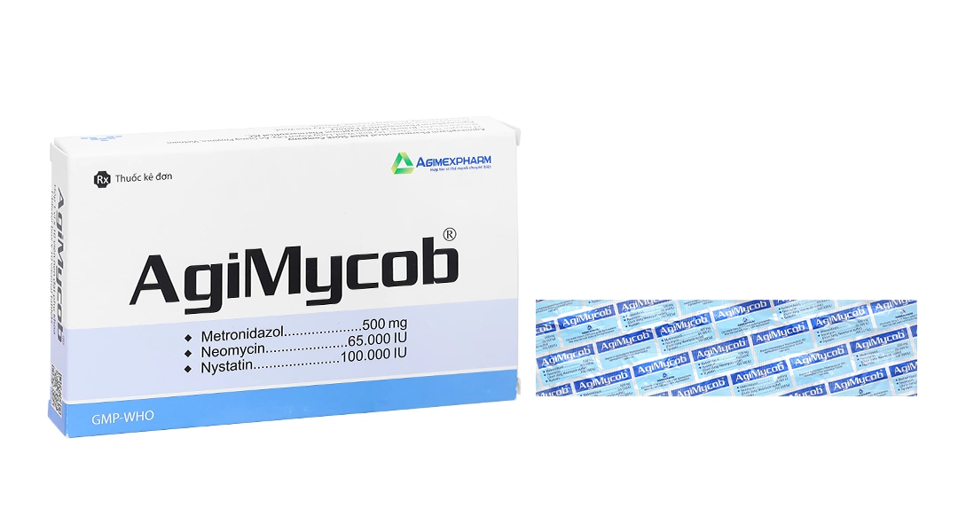 Viên đặt phụ khoa Agimycob trị viêm âm đạo do nhiễm khuẩn (1 vỉ x 10 viên) - 