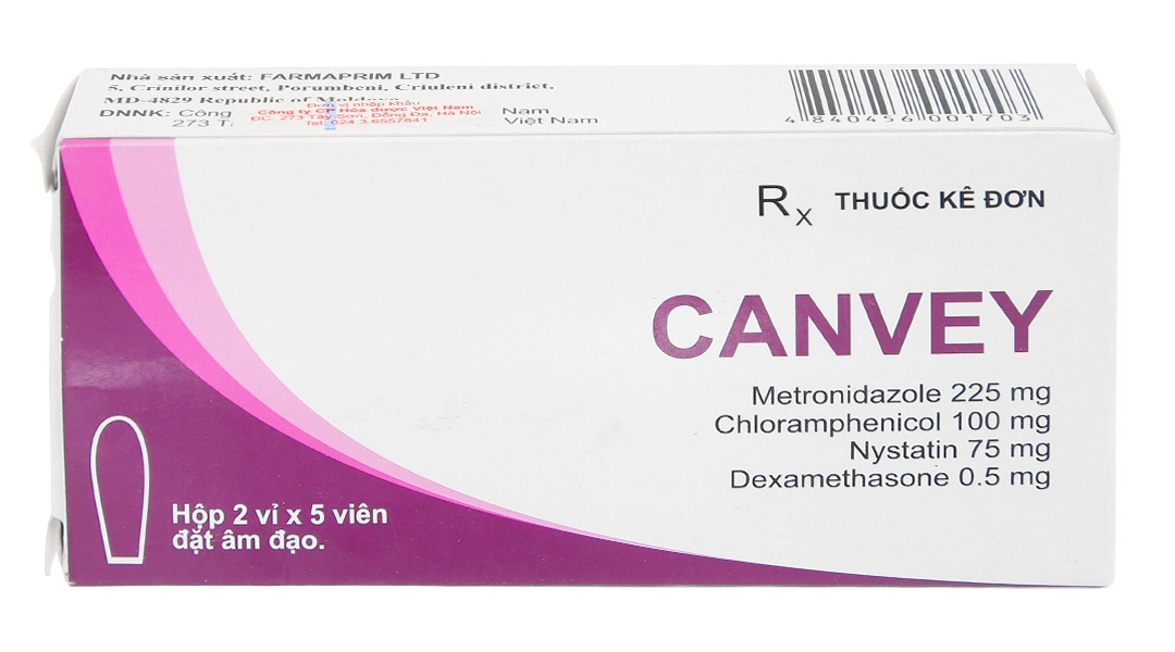 Thuốc đặt Canvey trị nhiễm khuẩn hỗn hợp tại âm đạo, viêm âm đạo (2 vỉ x 5 viên) - 1
