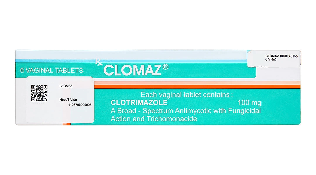 Viên đặt âm đạo Clomaz 100mg trị nấm, nhiễm khuẩn (1 vỉ x 6 viên) - 1