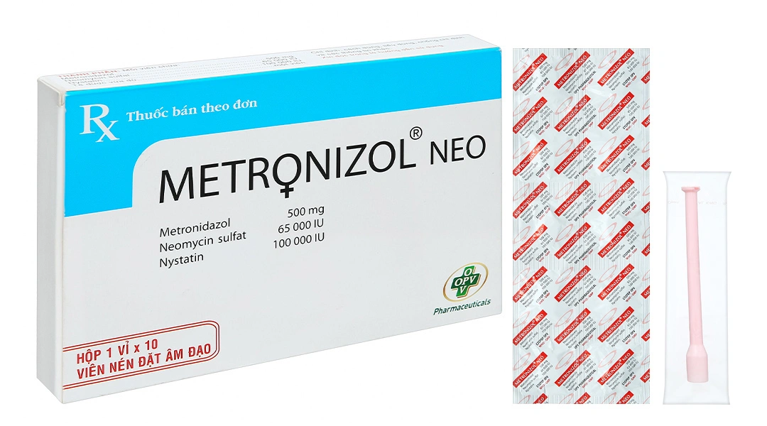 Viên đặt âm đạo Metronizol Neo trị viêm âm đạo (1 vỉ x 10 viên) - 