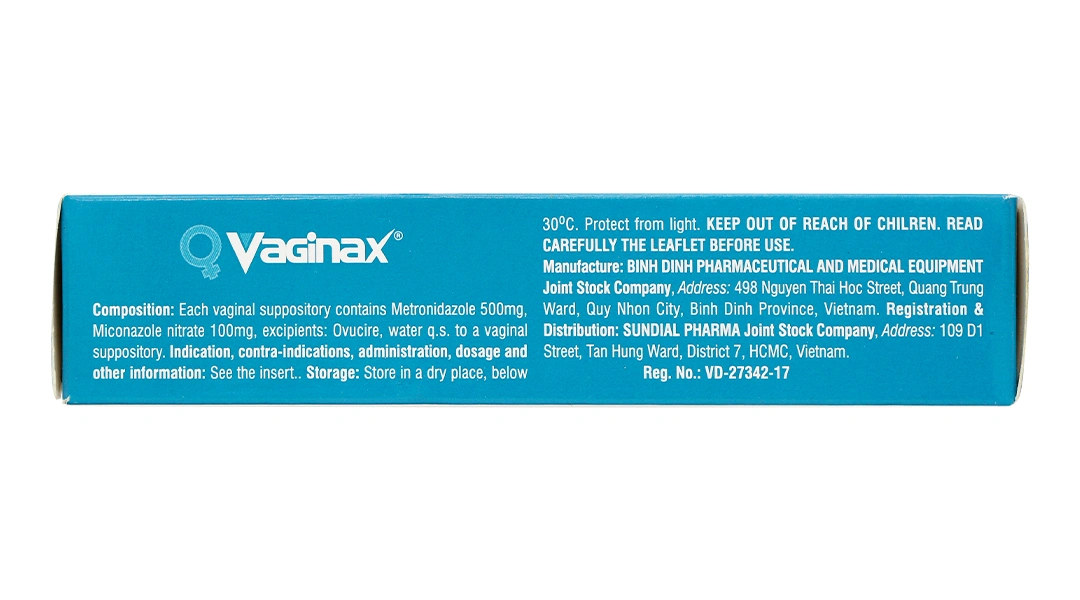 Viên đặt âm đạo Vaginax trị viêm âm đạo do nhiễm khuẩn, nhiễm nấm (2 vỉ x 7 viên) - 3