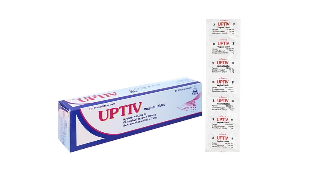 Viên đặt âm đạo Uptiv trị viêm âm đạo, âm hộ (4 vỉ x 5 viên) - 