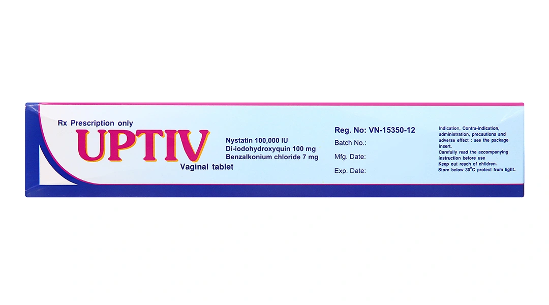 Viên đặt âm đạo Uptiv trị viêm âm đạo, âm hộ (4 vỉ x 5 viên) - 1