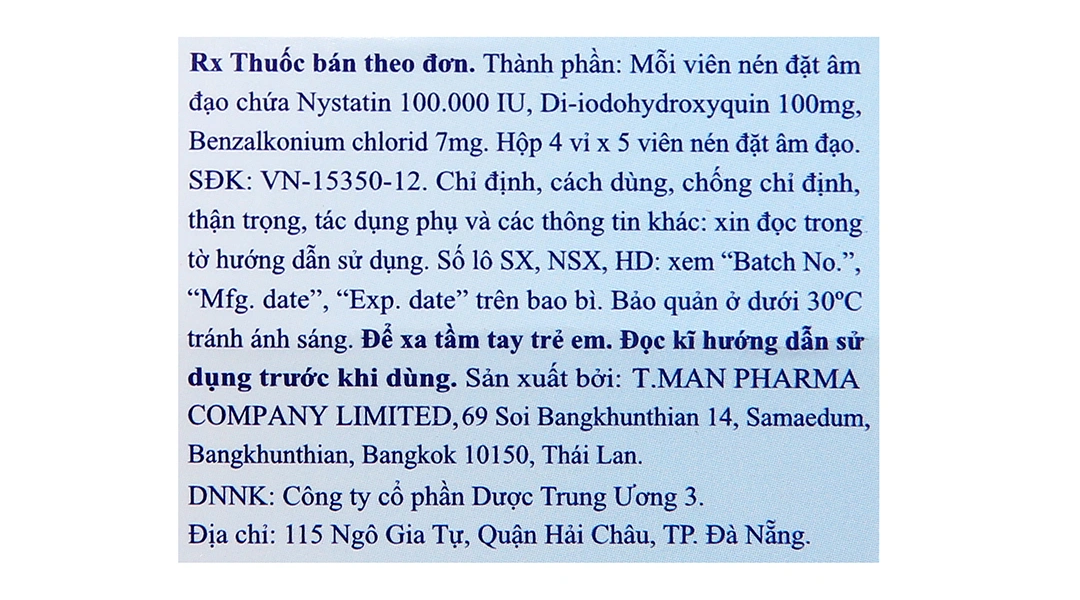 Viên đặt âm đạo Uptiv trị viêm âm đạo, âm hộ (4 vỉ x 5 viên) - 3