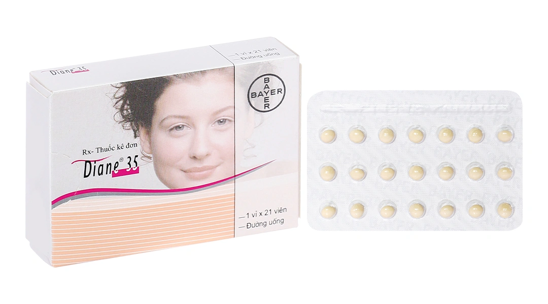 Diane 35 trị mụn trứng cá mức độ vừa đến nặng, tránh thai hằng ngày (1 vỉ x 21 viên) - 