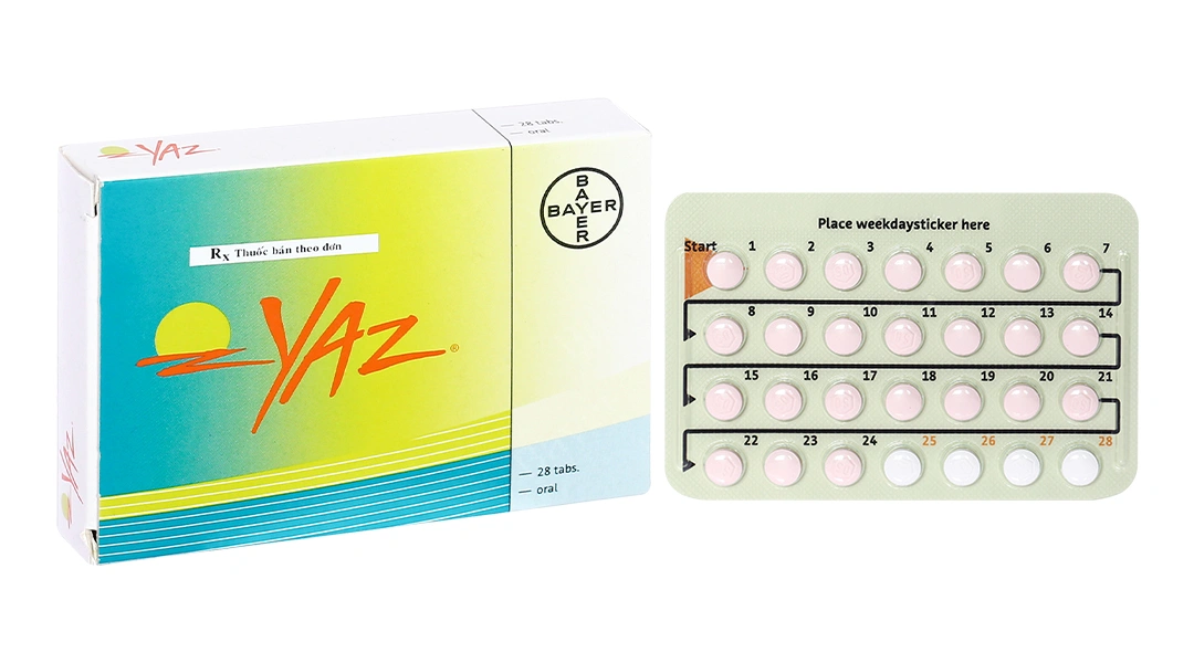 Yaz thuốc tránh thai hằng ngày, trị mụn (1 vỉ x 28 viên) - 