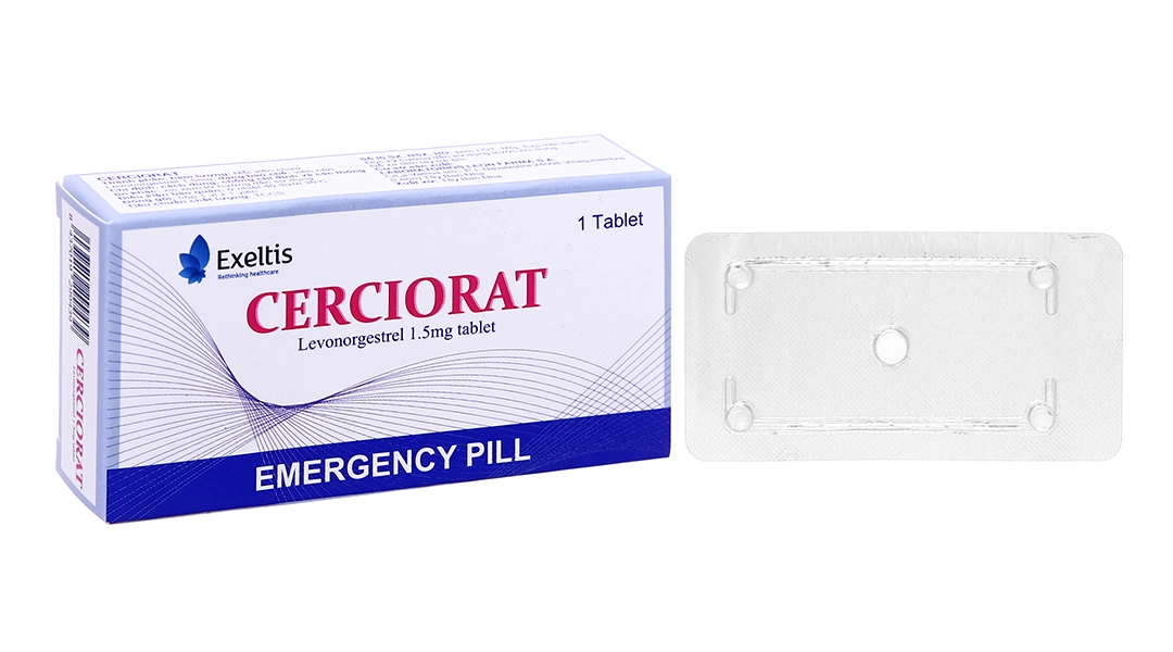 Cerciorat thuốc tránh thai khẩn cấp trong vòng 72 giờ (1 vỉ x 1 viên) - 