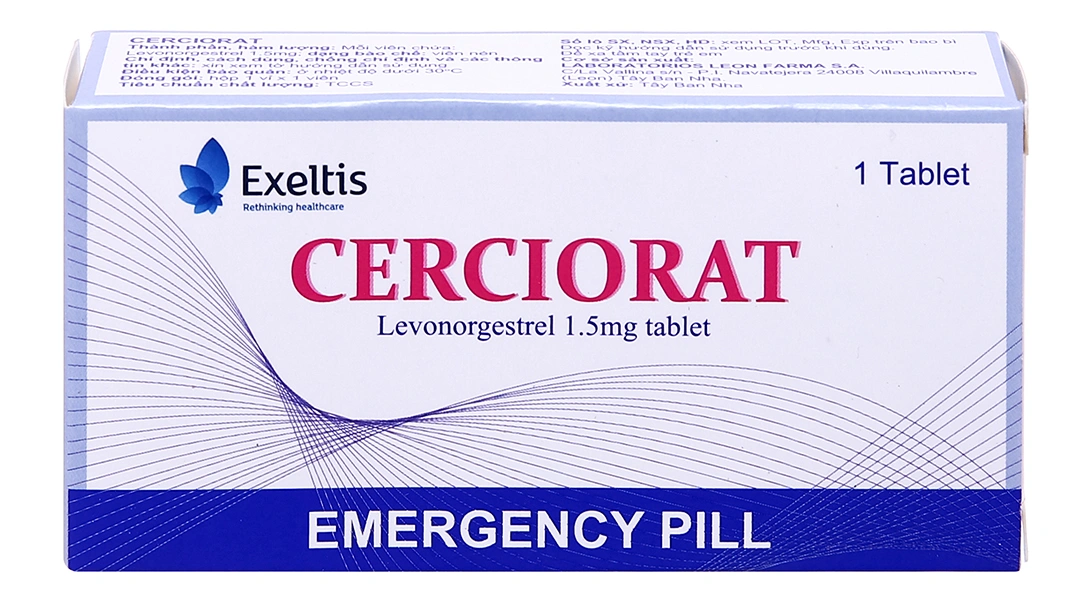 Cerciorat thuốc tránh thai khẩn cấp trong vòng 72 giờ (1 vỉ x 1 viên) - 1
