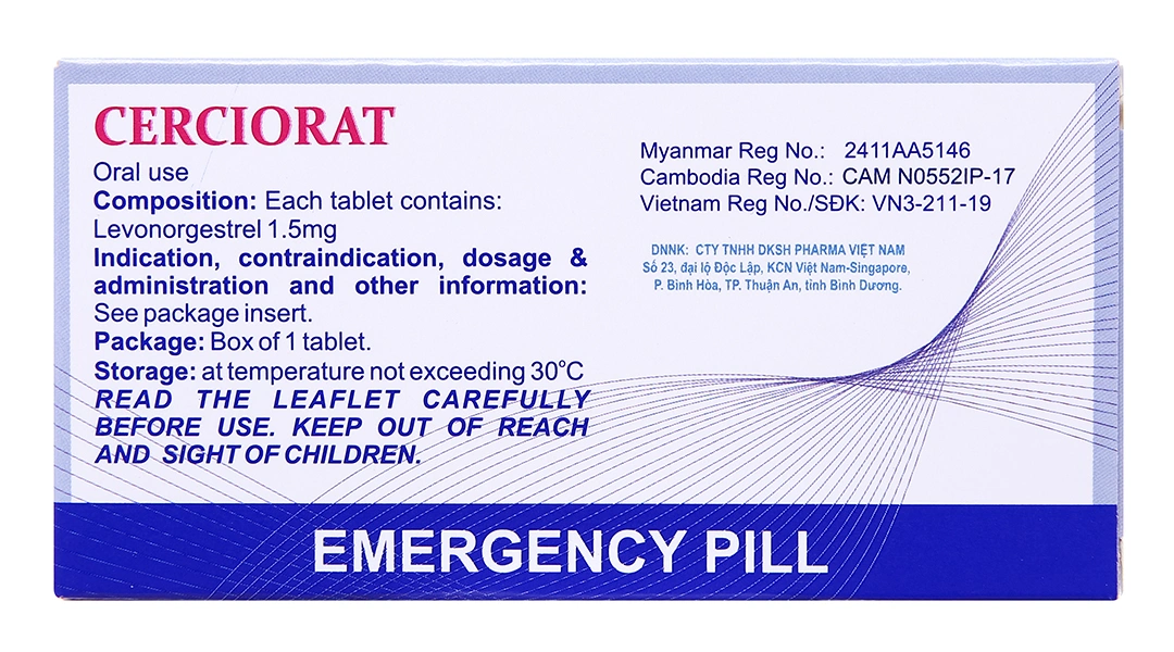 Cerciorat thuốc tránh thai khẩn cấp trong vòng 72 giờ (1 vỉ x 1 viên) - 2