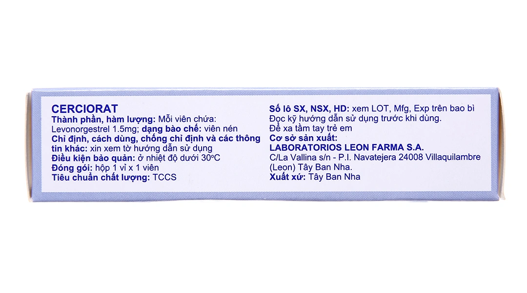 Cerciorat thuốc tránh thai khẩn cấp trong vòng 72 giờ (1 vỉ x 1 viên) - 3
