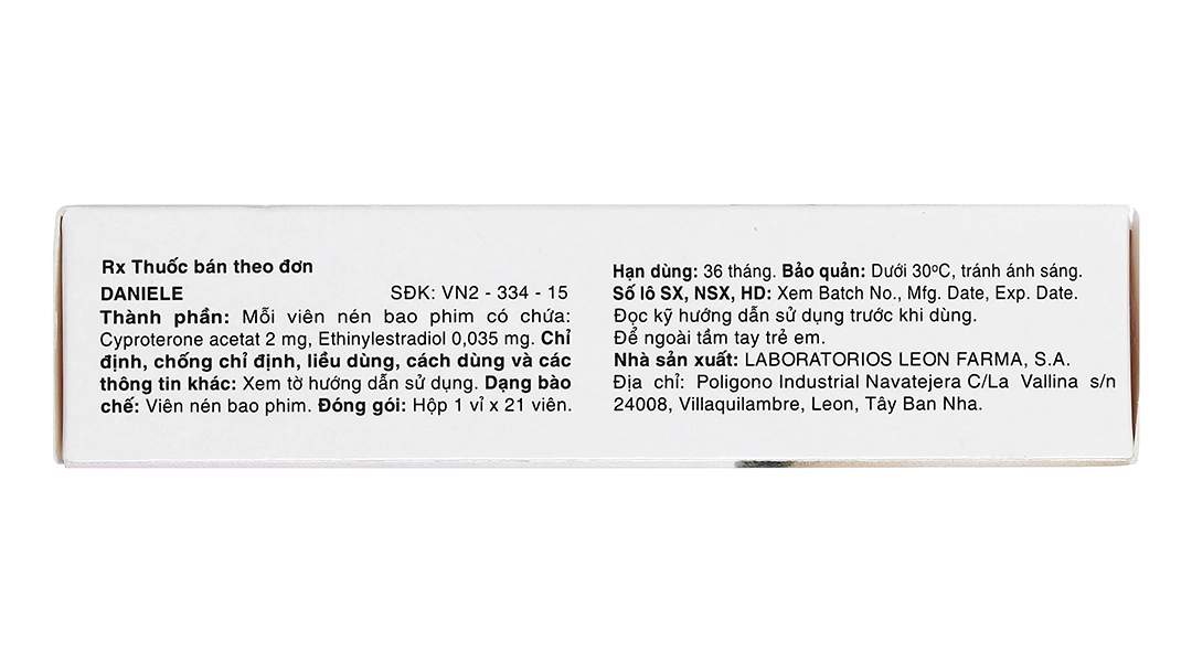 Daniele thuốc trị mụn, tránh thai hằng ngày (1 vỉ x 21 viên) - 2