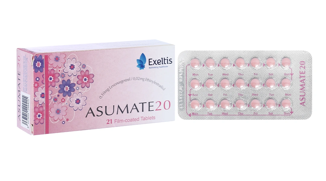 Asumate 20 thuốc tránh thai hằng ngày (1 vỉ x 21 viên) - 