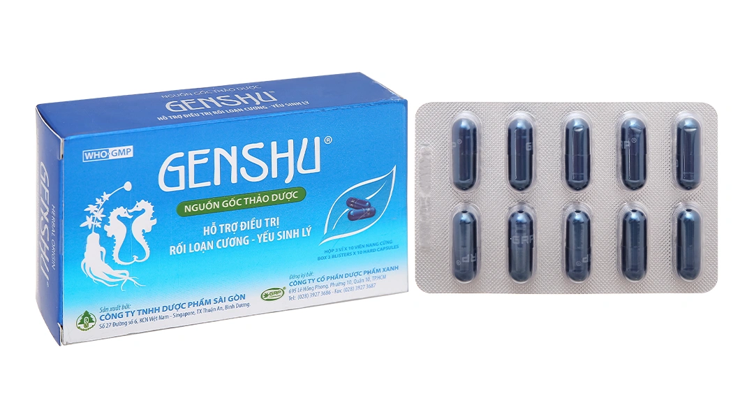 Genshu hỗ trợ trị rối loạn cương dương (3 vỉ x 10 viên) - 