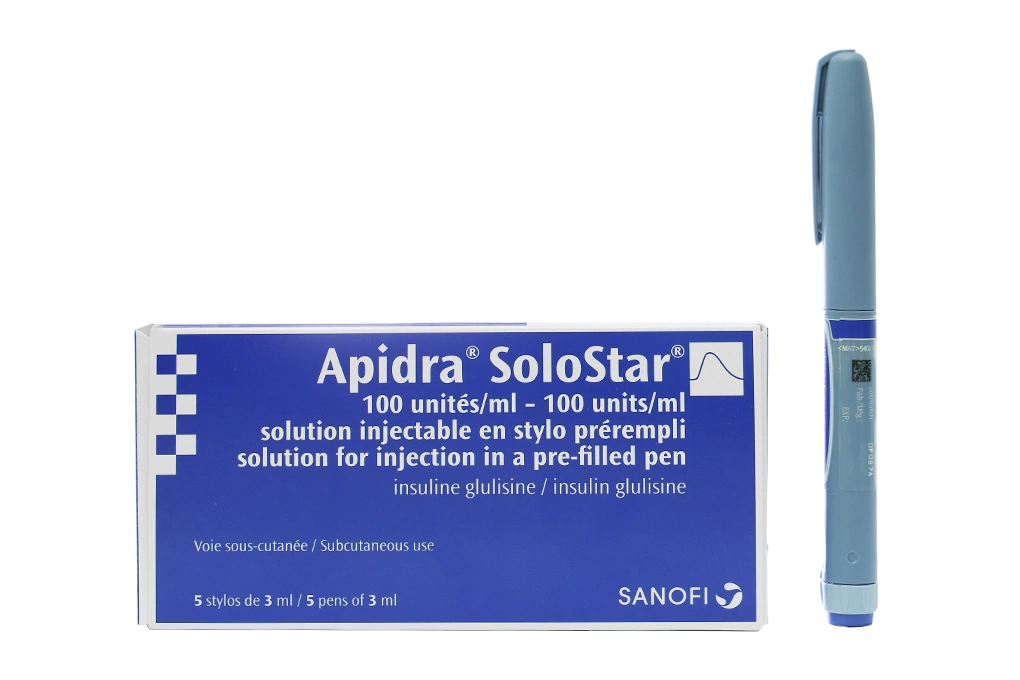 Bút tiêm Apidra SoloStar 100IU/ml trị đái tháo đường (5 cây x 3ml) - 