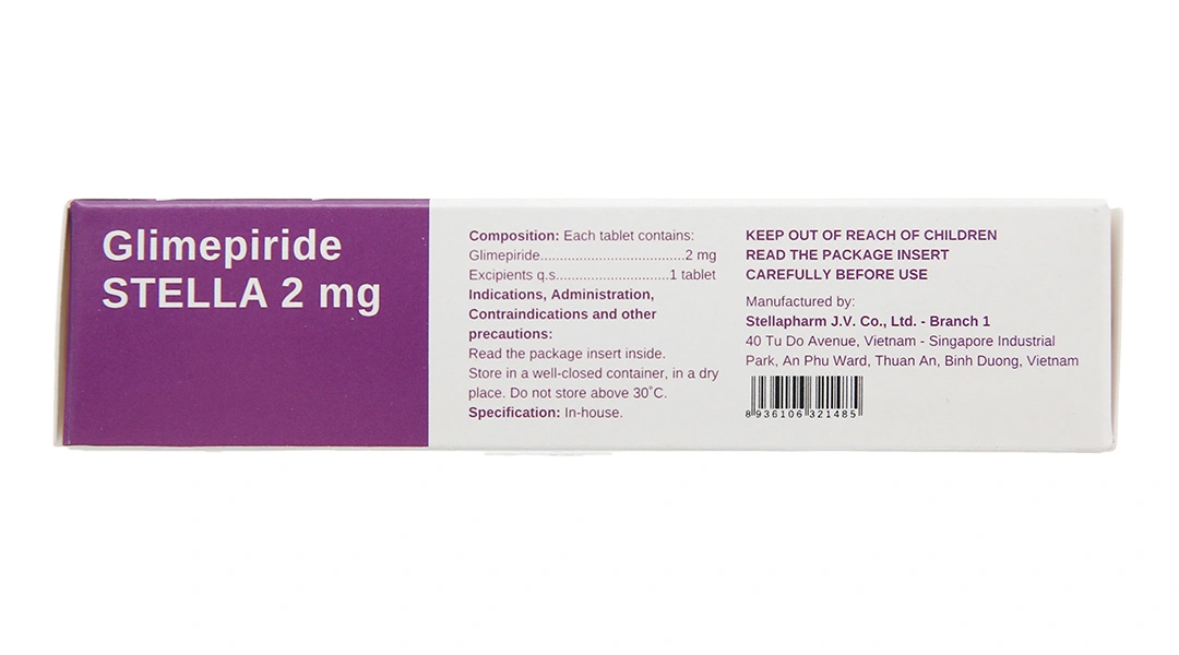 Glimepiride Stella 2mg trị đái tháo đường tuýp 2 (3 vỉ x 10 viên) - 2