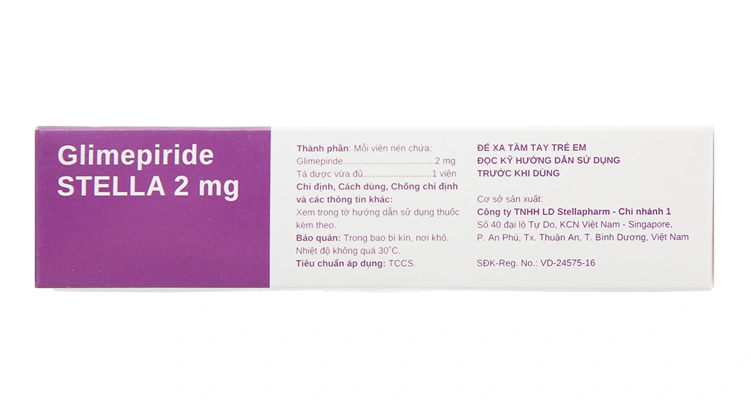 Glimepiride Stella 2mg trị đái tháo đường tuýp 2 (3 vỉ x 10 viên) - 3