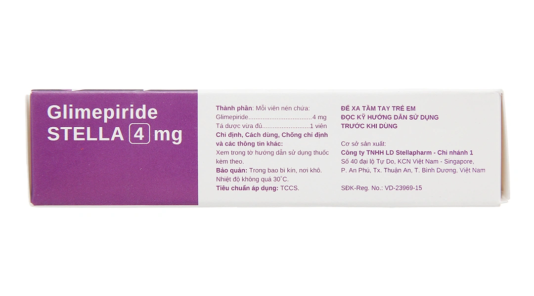 Glimepiride Stella 4mg trị đái tháo đường tuýp 2 (3 vỉ x 10 viên) - 3