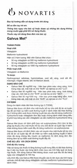 Galvus Met 50mg/1000mg trị đái tháo đường tuýp 2 (6 vỉ x 10 viên) - 2