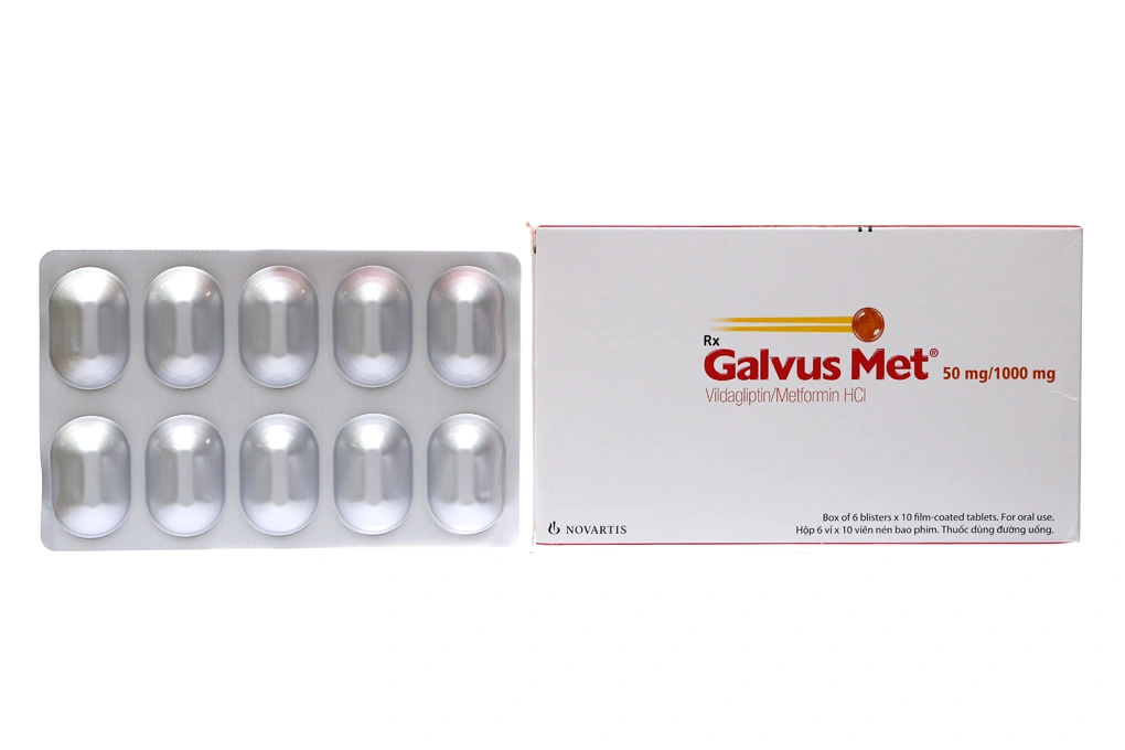 Galvus Met 50mg/1000mg trị đái tháo đường tuýp 2 (6 vỉ x 10 viên) - 
